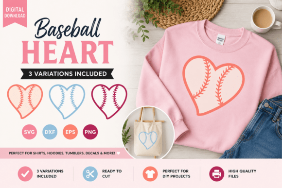 Baseball Love Heart SVG Bundle B3: A Versatile Design Asset for Content Creators