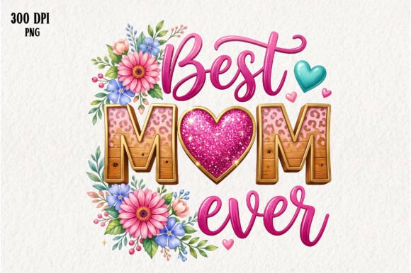 Best Mom Ever Mothers Day Glitter PNG: A Premium Graphic for Handmade Creations
