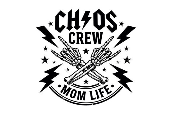 Chaos Crew Mom Life Skeleton Lightning – A Bold T-Shirt Graphic Asset
