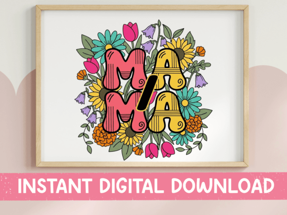 Mama SVG PNG Retro Split Floral: A Bold Graphic Design Asset for T-Shirt Designs