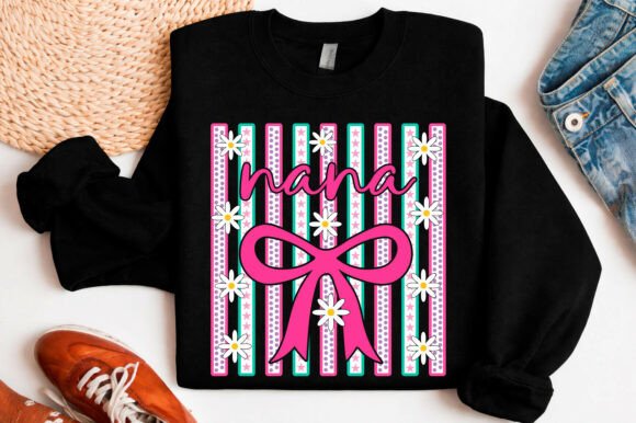 Nana Coquette Patchwork Striped Mom Day Graphics for T-Shirt Designs
