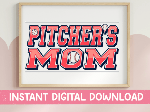 Pitcher's Mom Baseball Bold Lettering: A Graphic Asset for T-Shirt Designs